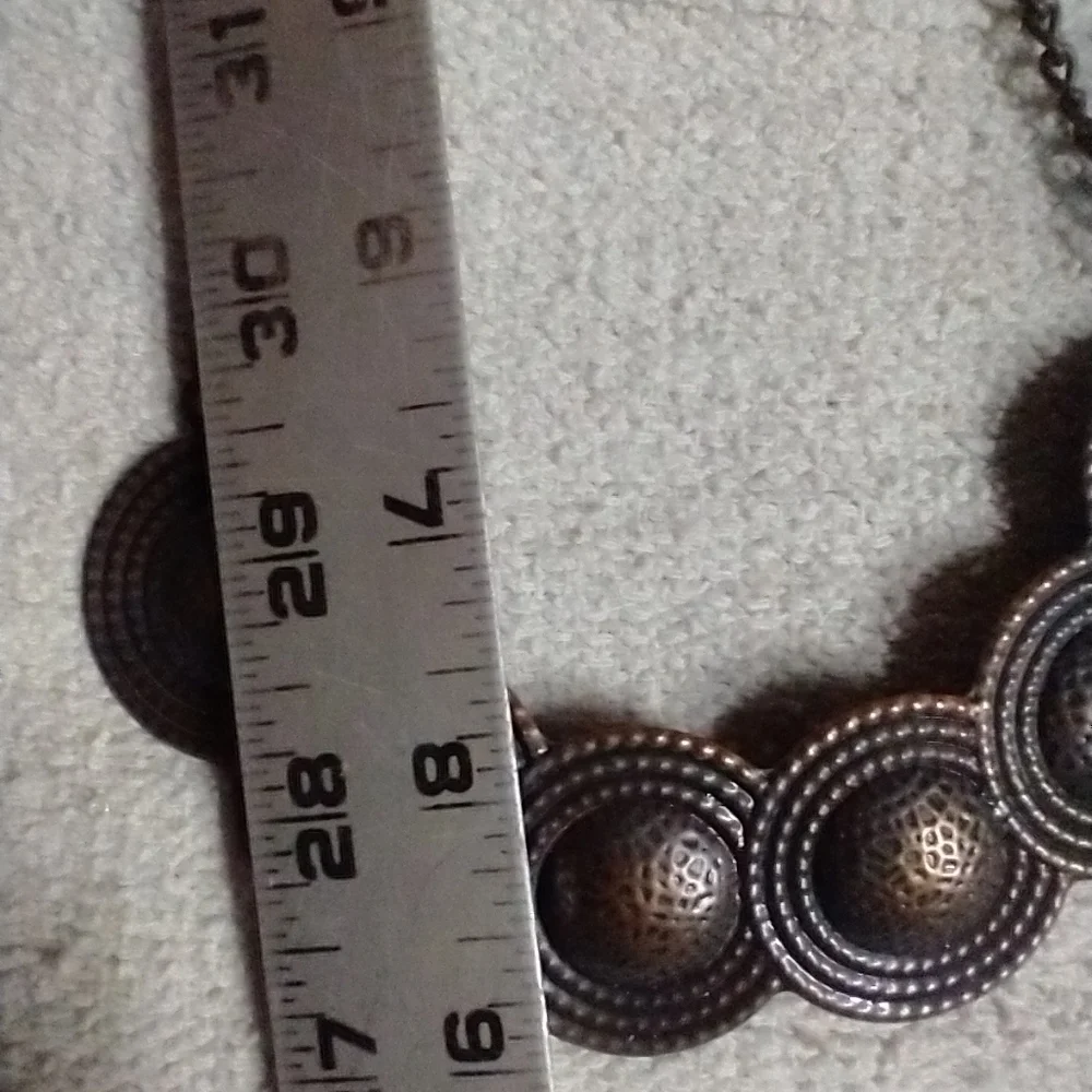 Dark copper color statement runway necklace